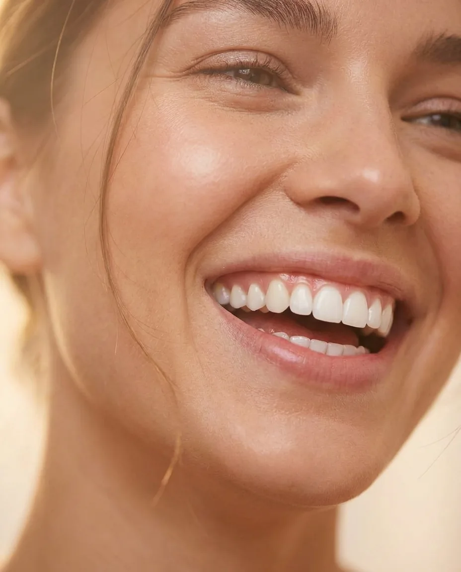 Close-up of a bright flawless white smile